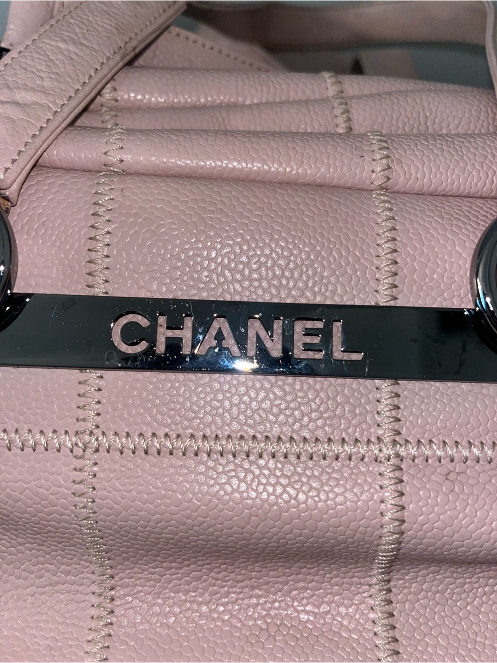 CHANEL Blush Quilted Leather Shoulder Bag with Silver-Tone Logo Bar - Picture 13 of 13